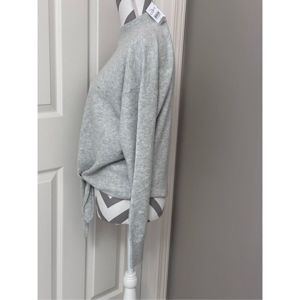 LOFT light gray tie front sweater - Picture 3 of 11